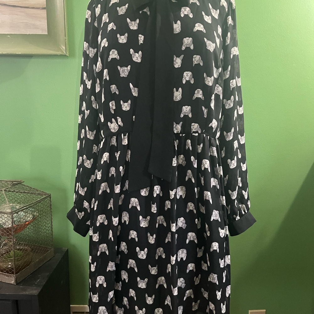 Black Boston terrier Print Dress